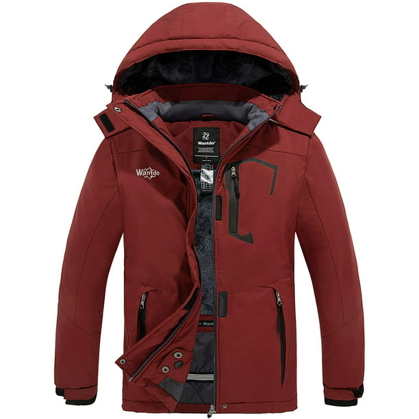 Wantdo Womens Mountain Ski Jackets Hooded Windproof Fleece Outdoor Coat